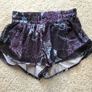 Purple Flower Lululemon Hot Hot Shorts